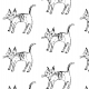 Tkanina 9623 | black and white cat