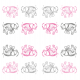 Fabric 9626 | PINK and gray ELEPHANTS0