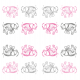 Tkanina 9626 | PINK and gray ELEPHANTS0