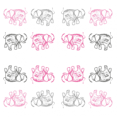 Fabric 9626 | PINK and gray ELEPHANTS0