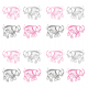 Fabric 9641 | PINK and gray ELEPHANTS  2