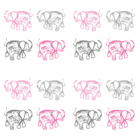 Tkanina 9641 | PINK and gray ELEPHANTS  2