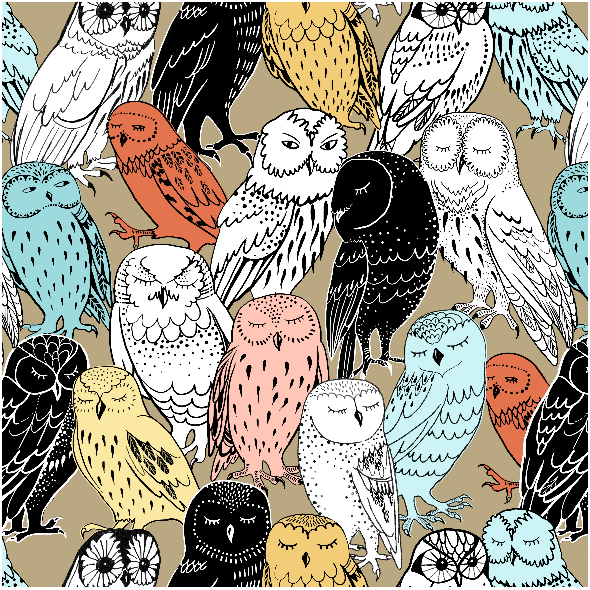 Tkanina 9648 | colored owls