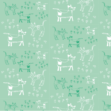 Fabric 9689 | dog and cat - MINT