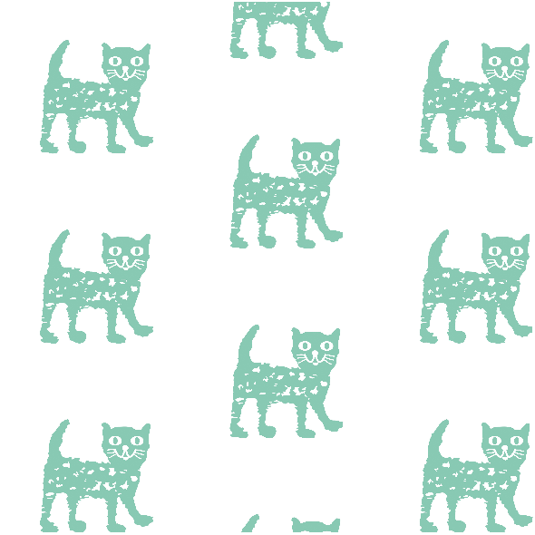 Tkanina 9930 | Happy cat - mint