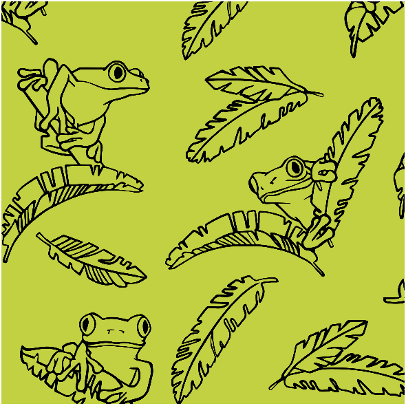 Fabric 10045 | Exotic frogs - lemon