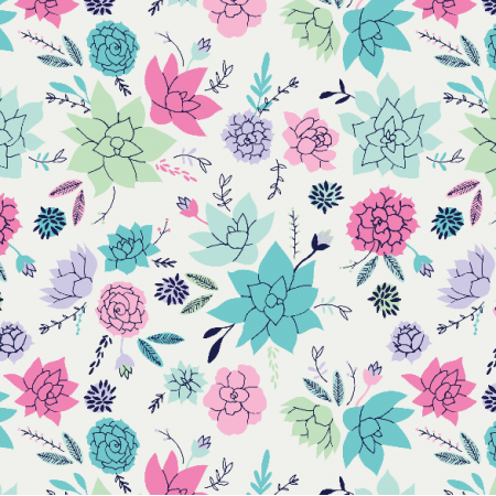 Fabric 10054 | Succulents print in pink