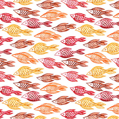 Tkanina 10261 | czerwona i żółta ryba