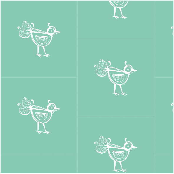 Fabric 10477 | little bird - WHITE and mint n02