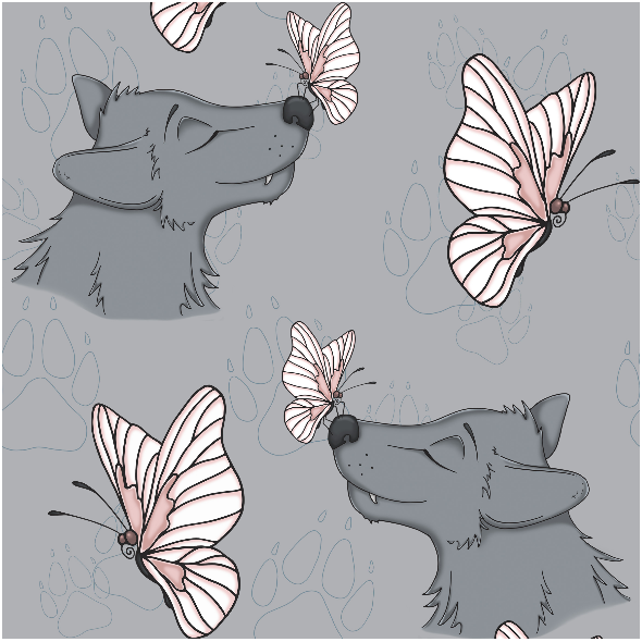 Fabric 10538 | WATAHA - wilk z motylem
