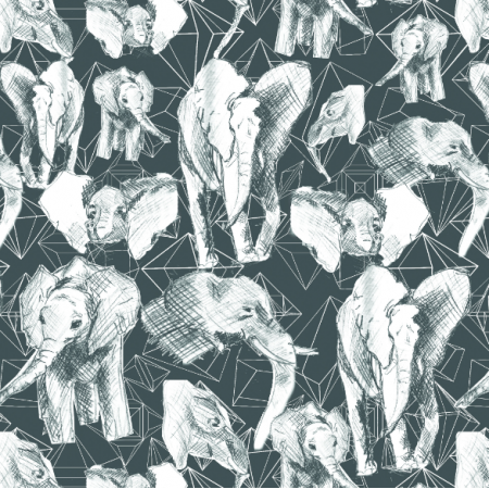 Tkanina 10558 | Geometryczne Słonie