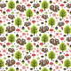 Fabric 10574 | SQUIRREL OAK FOREST FLOWERS MUSHROoMS