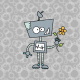 Tkanina 10628 | ROBOT Z KWIATKIEM - PILLOW PANEL (35 CM)