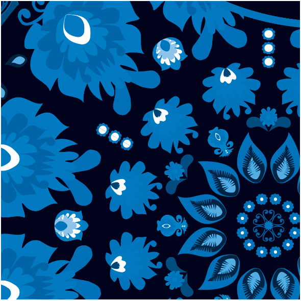 Fabric 10734 | Folk - mandala-niebieski