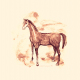 Fabric 10765 | Horse  sepia pattern  pillow