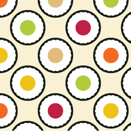 Tkanina 10779 | sushi maki polka dots