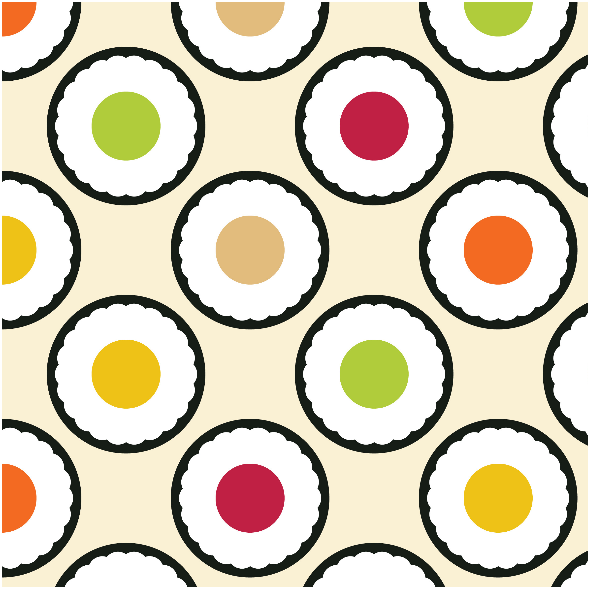 Tkanina 10779 | sushi maki polka dots