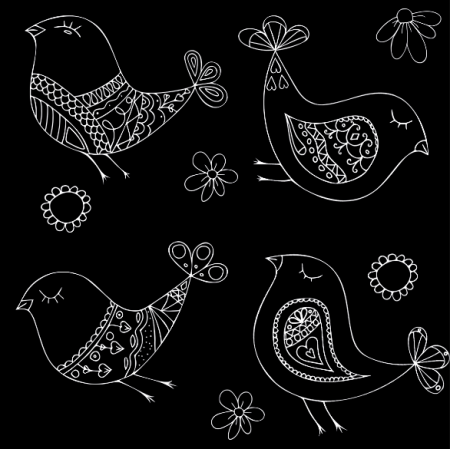 Fabric 10914 | ptaki black