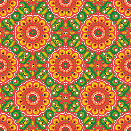 Fabric 10941 | folk mandala red