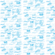 Tkanina 10942 | Fishes in the water 3 - blue and white pattern