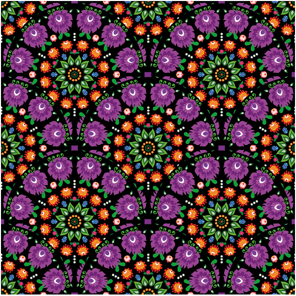 Tkanina 10944 | folk mandala purple