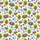 Fabric 10966 | SQUIRREL OAK FOREST FLOWERS MUSHROOMS