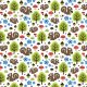 Tkanina 10966 | SQUIRREL OAK FOREST FLOWERS MUSHROOMS