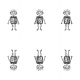 Tkanina 11091 | little robot - black and white pattern for kids 2