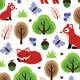 Fabric 11127 | foxes in the oak forest