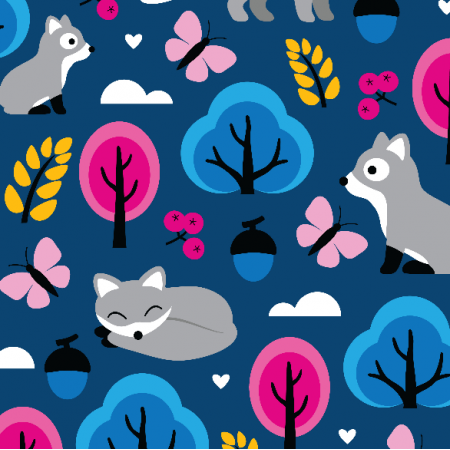 Fabric 11145 | foxes in the oak forest