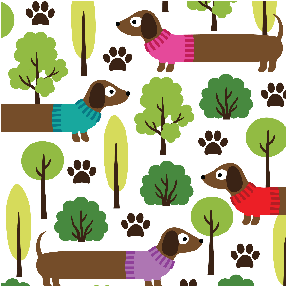 Fabric 11192 | DACHSHUNDS ON A WALK IN THE PARK