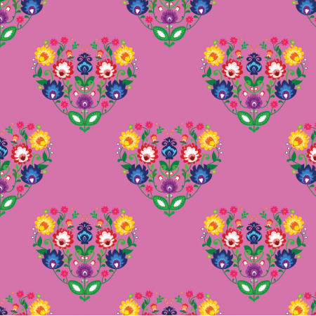 Tkanina 11301 | Folk Serca Pink