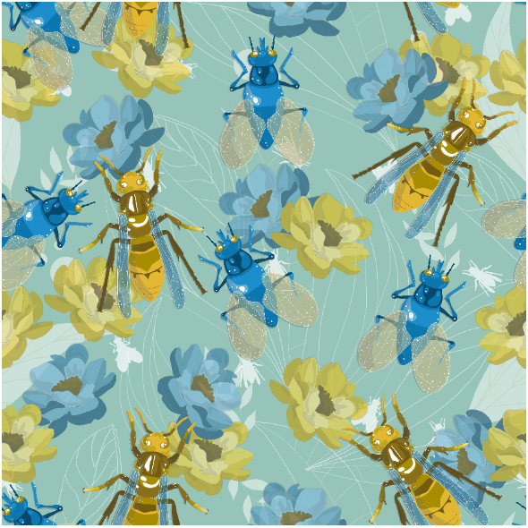 Fabric 11396 | owady na kwiatach
