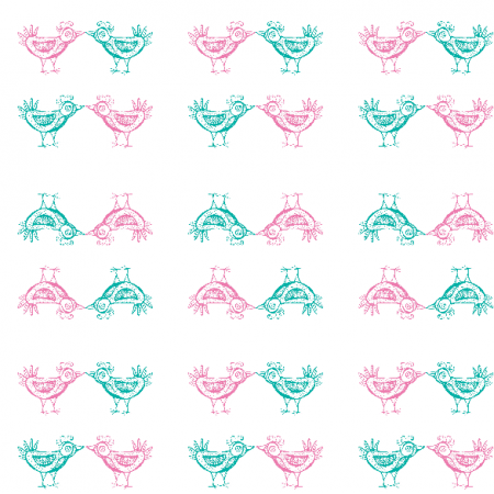 Tkanina 11563 | pink and mint birds pattern 2