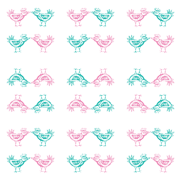 Tkanina 11563 | pink and mint birds pattern 2