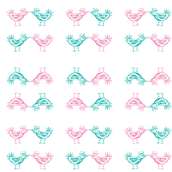 Fabric 11563 | pink and mint birds pattern 2