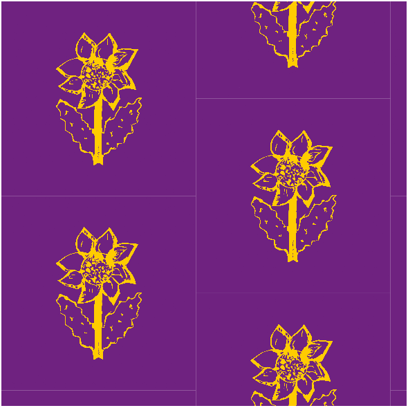 Tkanina 11852 | SunFlower yellow and purple pattern