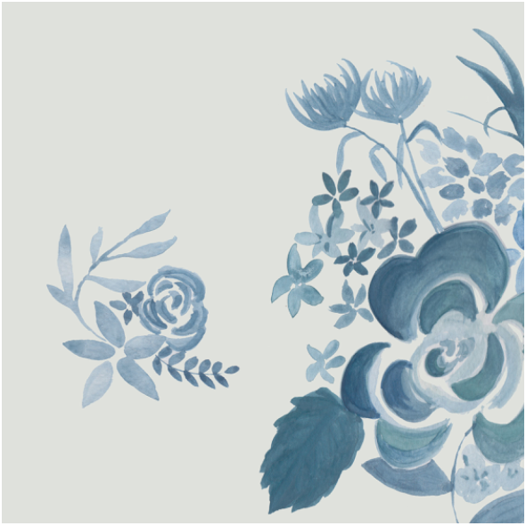 Tkanina 12060 | Blue watercolour floral