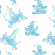 Fabric 12302 | Blue Pterodactyl 