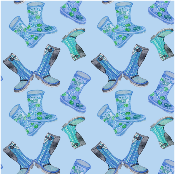 Tkanina 12304 | Blue Rain Boots