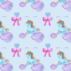 Fabric 12317 | Blue UNICORN SLEEPING ON RAINBOW CLOUD