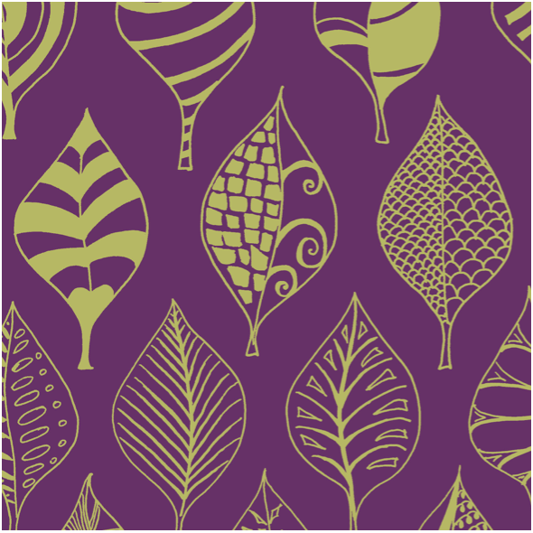 Fabric 12335 | geometric leaves royal purple