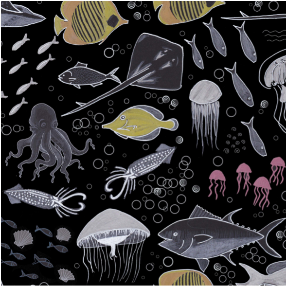 Tkanina 12348 | creatures of the depths