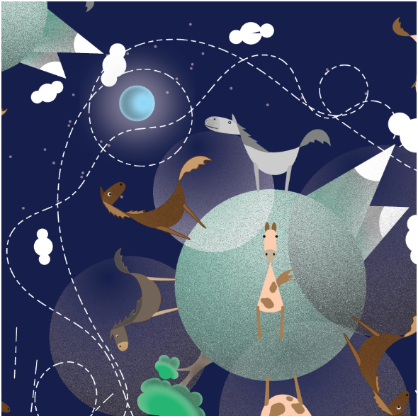 Fabric 12367 | horses on a circle 30