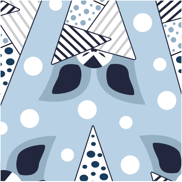 Fabric 12398 | Błękitne nietoperze wzór dziecięcy
