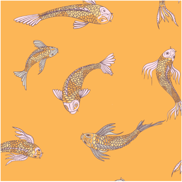 Fabric 12557 | canvas with  japanese fishes 6