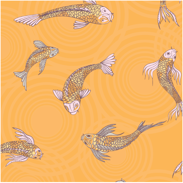 Fabric 12558 | canvas with  japanese fishes 7