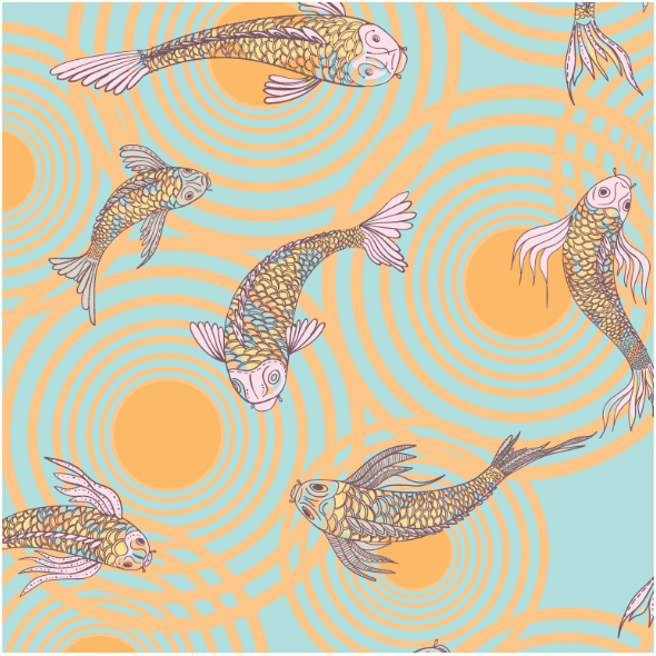 Tkanina 12559 | canvas with  japanese fishes 8