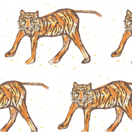 Tkanina 12623 | Tiger- colourfull pattern