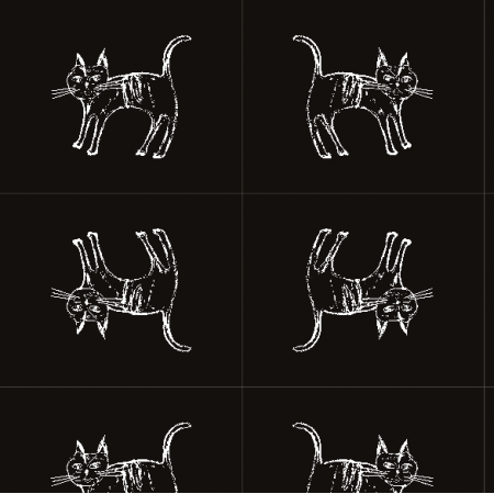 Fabric 12758 | Little cat black-white pattern for kids